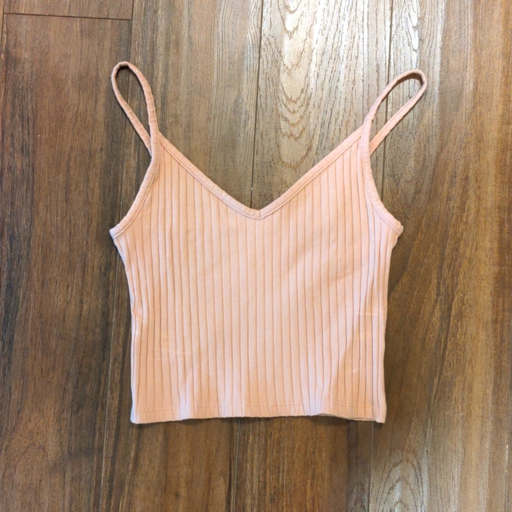 Pink Ribbed Crop Top